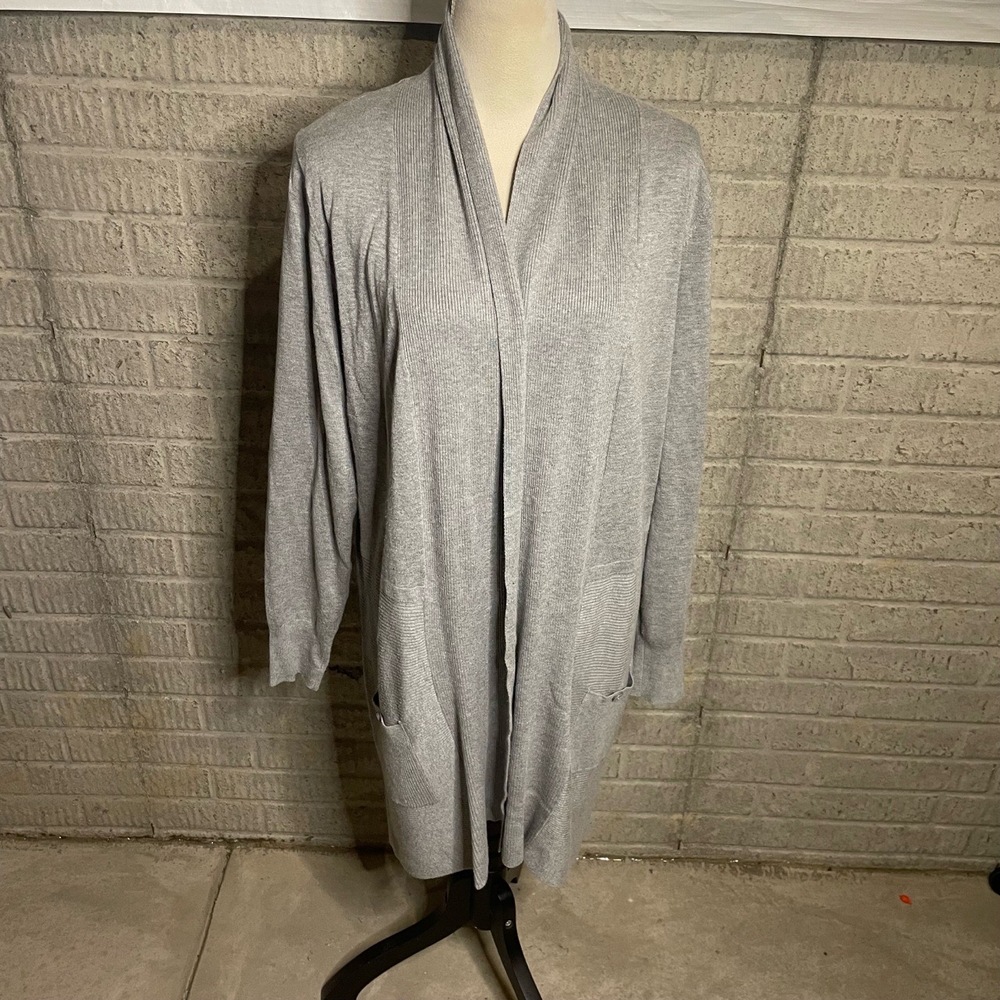 Joan Vass New‎ York Womens Grey Long Sleeve Open Front Cardigan Large